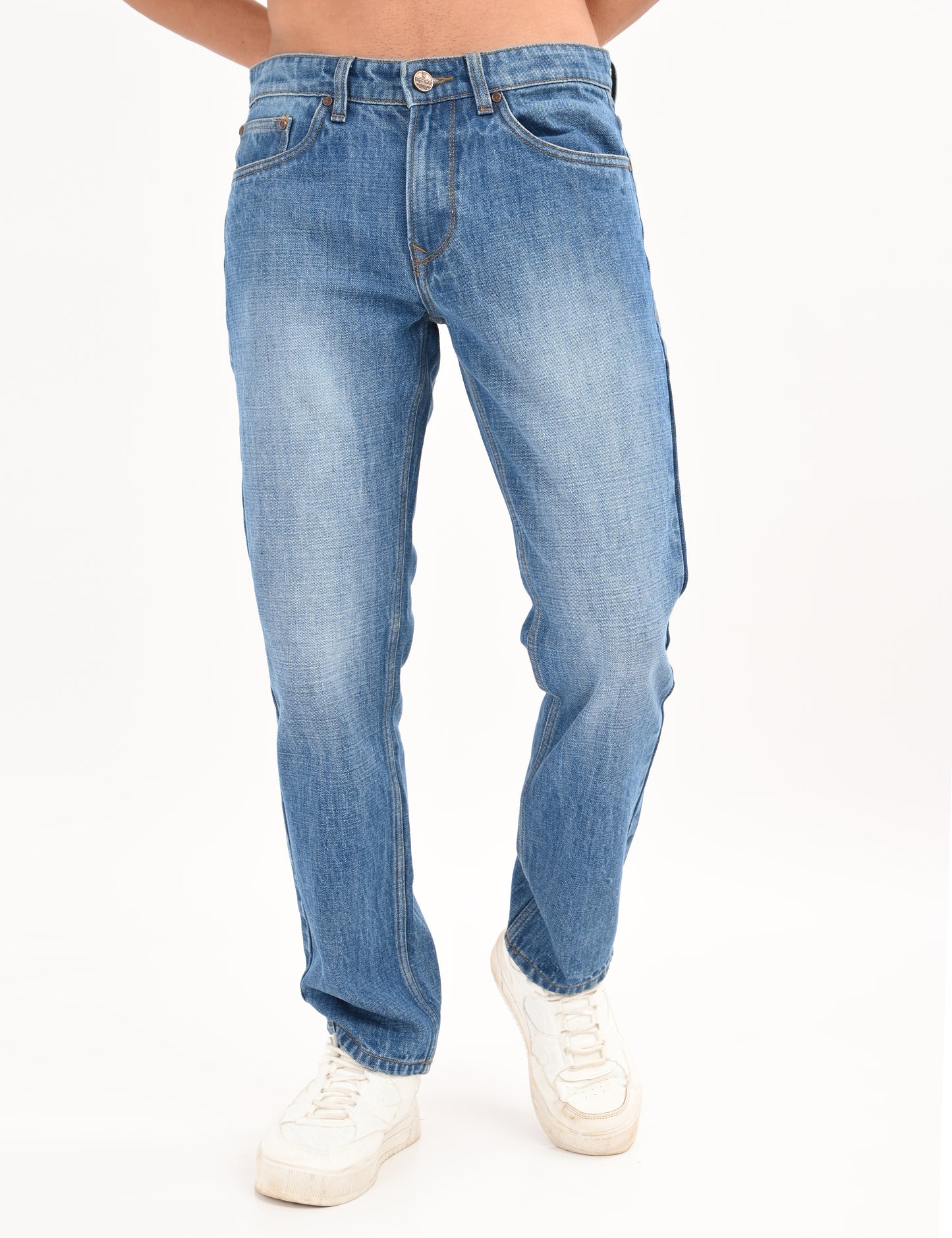 Mid Blue- Premium Straight Fit Denim Jeans