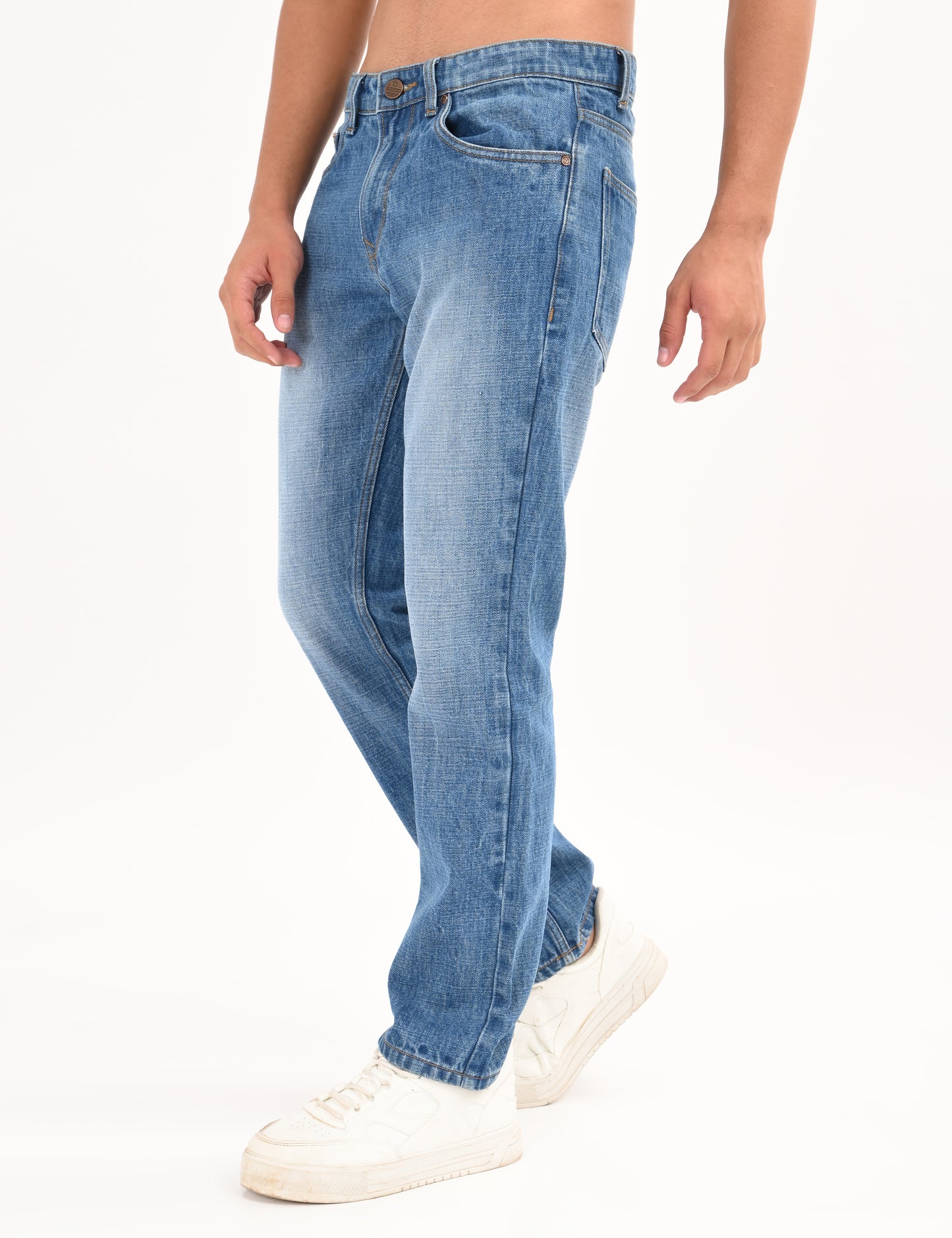 Mid Blue- Premium Straight Fit Denim Jeans