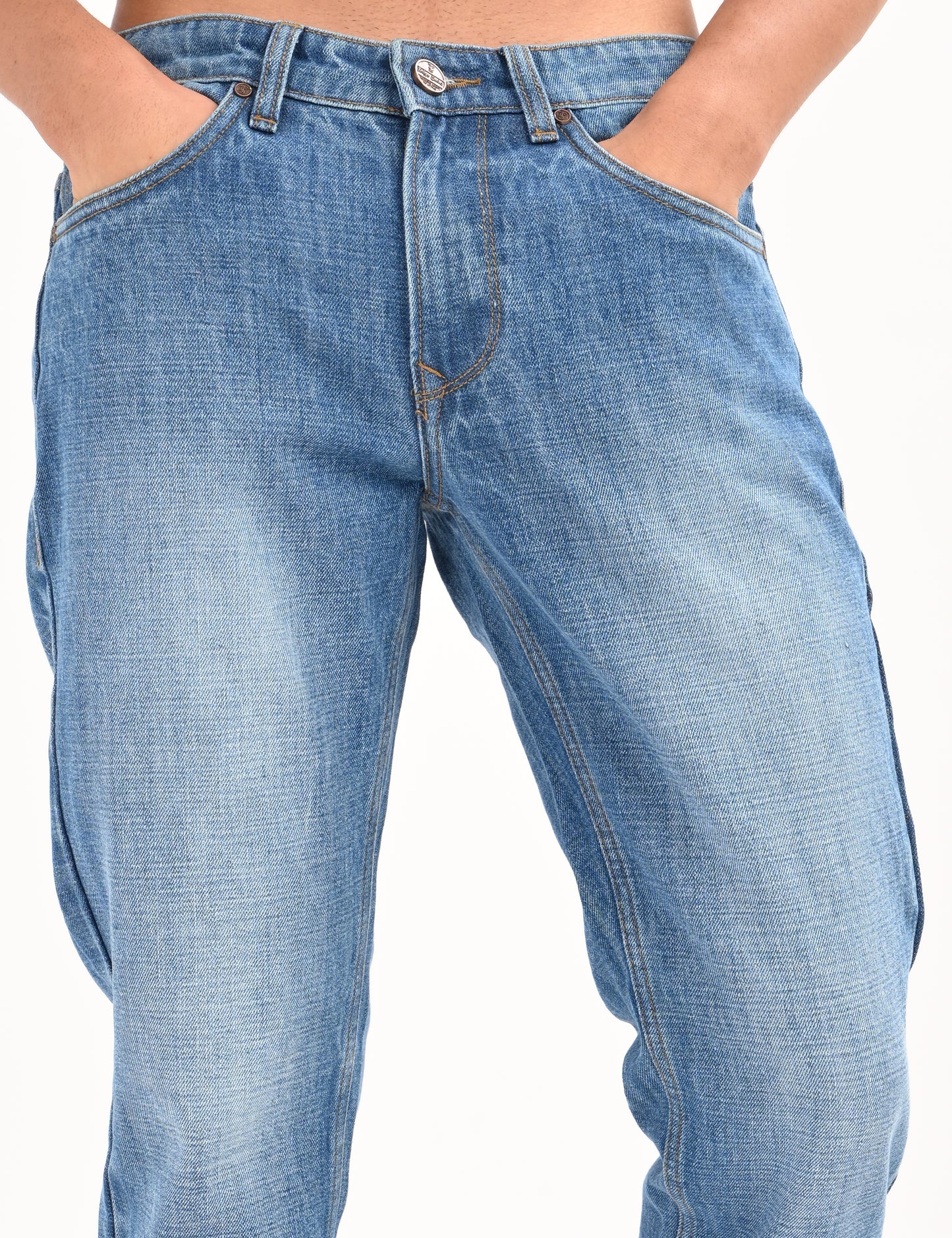 Mid Blue- Premium Straight Fit Denim Jeans