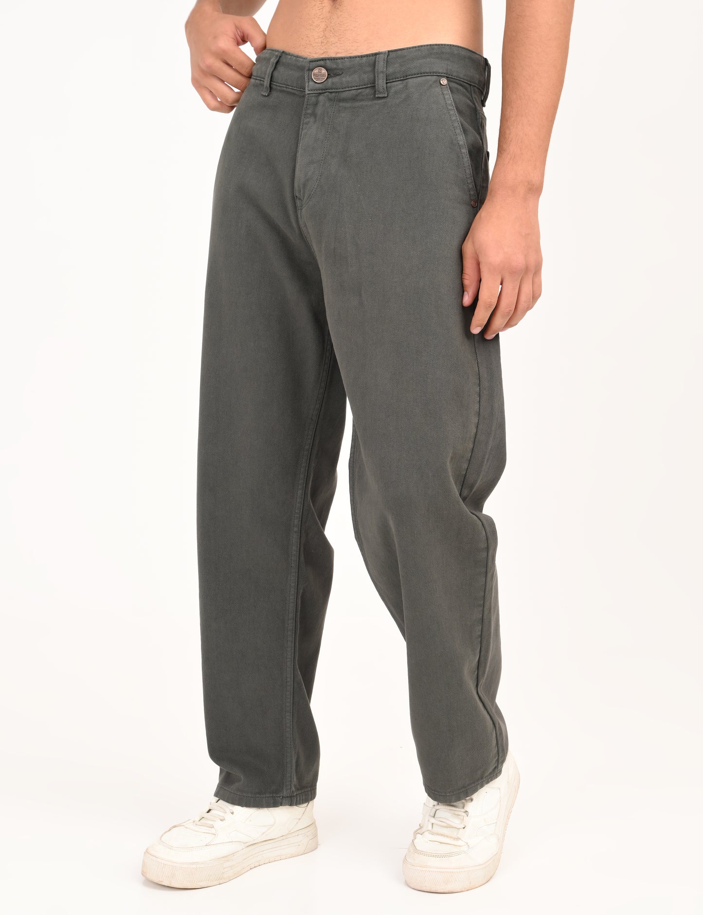 Mid Grey Colored Loose Fit Denim Jeans
