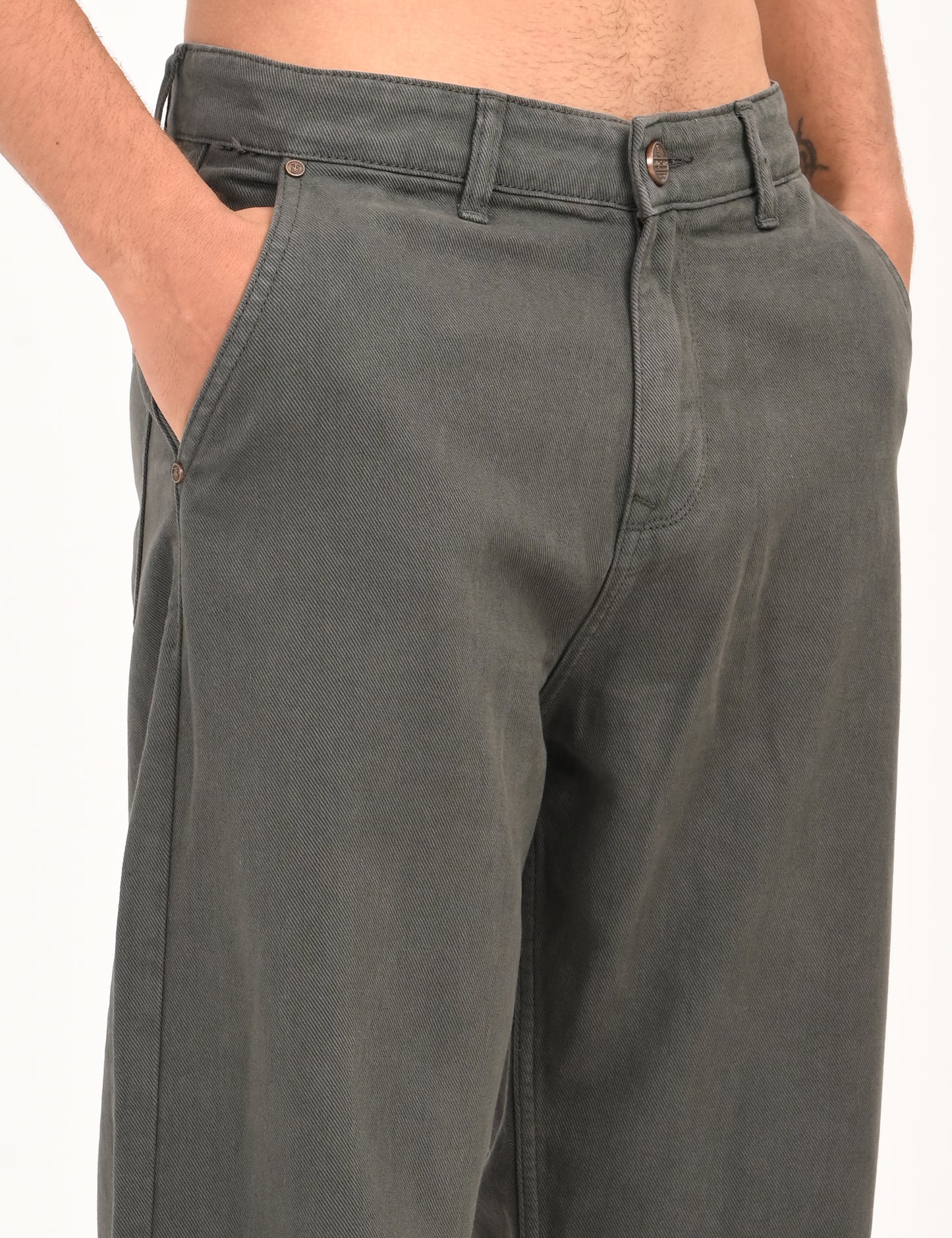 Mid Grey Colored Loose Fit Denim Jeans