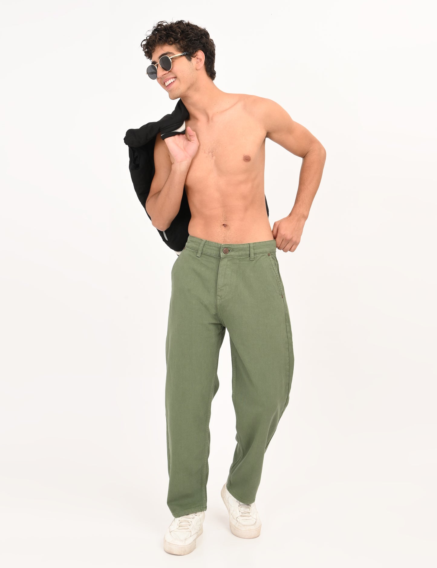 Pistachio Colored Loose Fit Denim Jeans