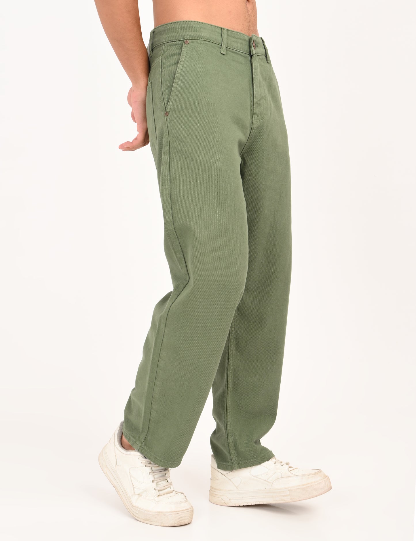 Pistachio Colored Loose Fit Denim Jeans