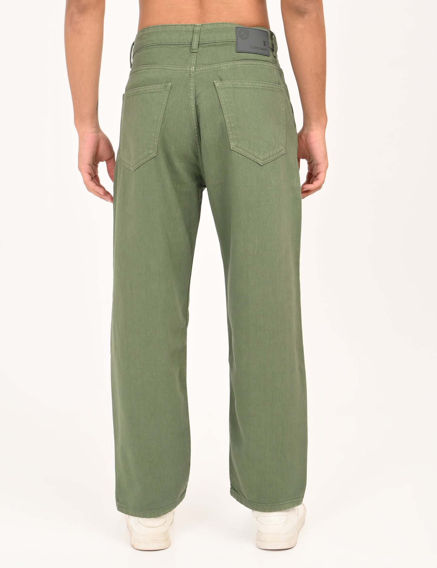 Pistachio Colored Loose Fit Denim Jeans
