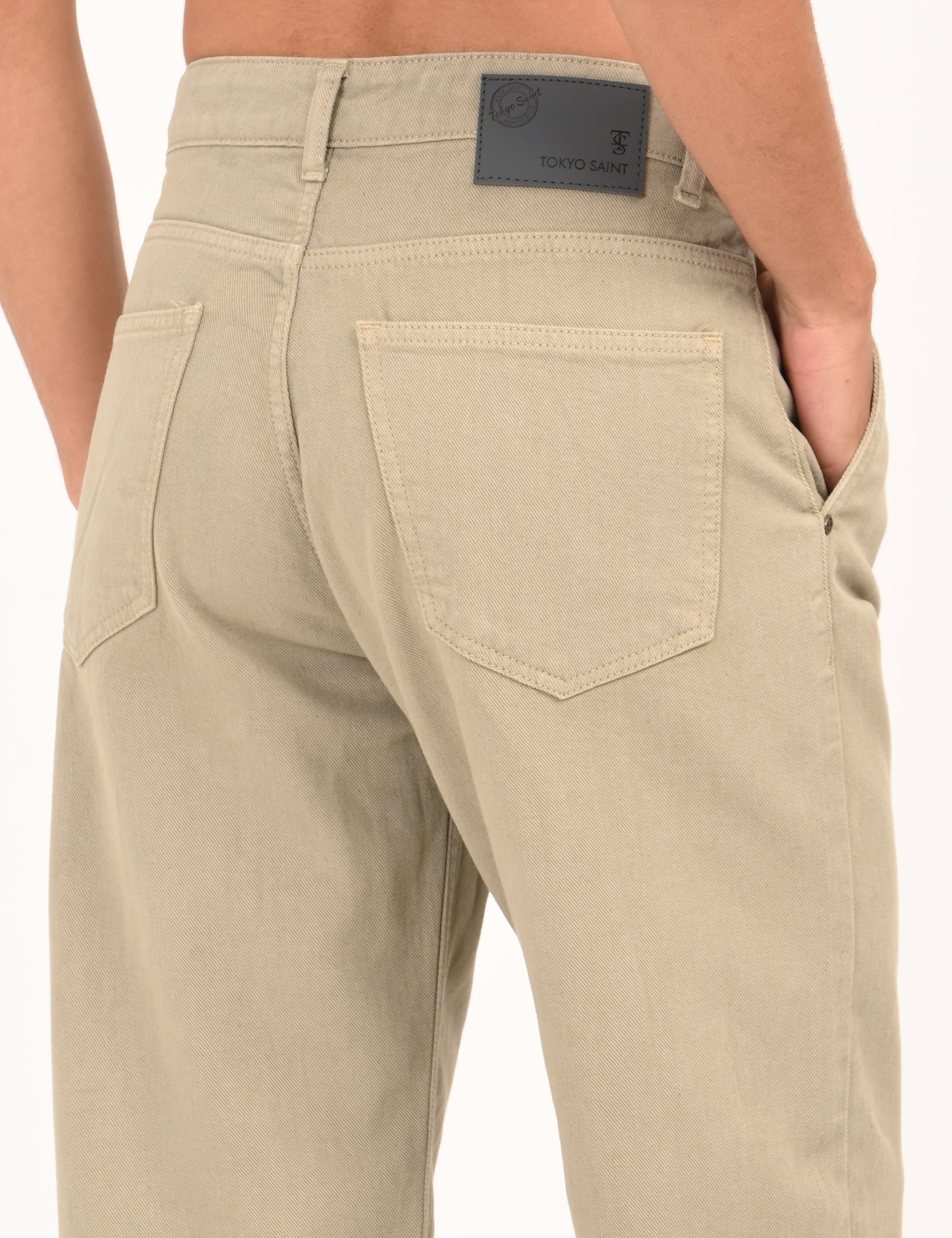 Beige Colored Loose Fit Denim Jeans