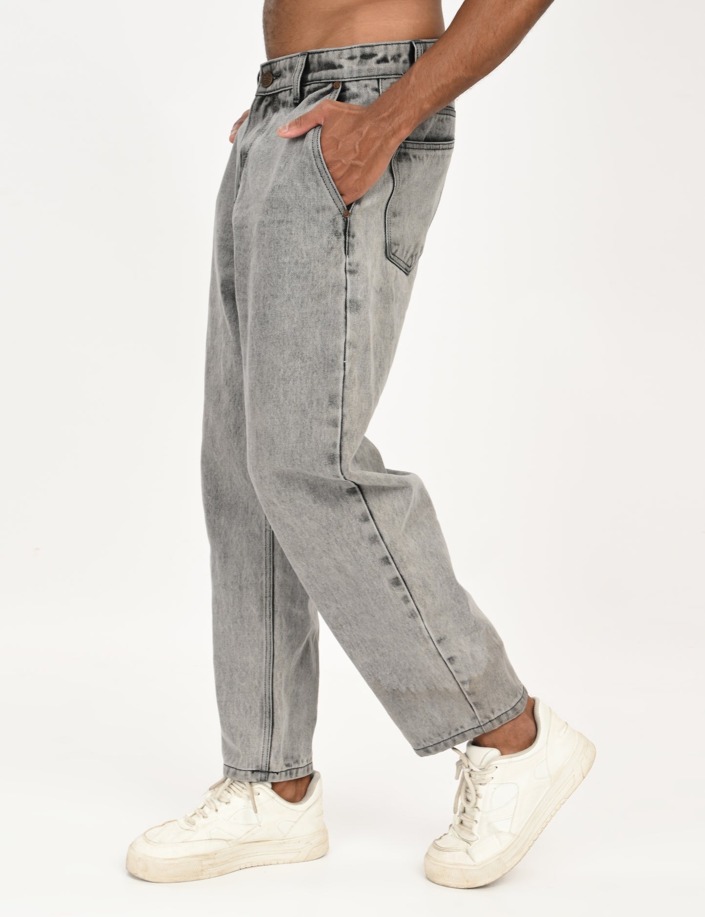 Grey- Premium Loose Fit Denim Jeans