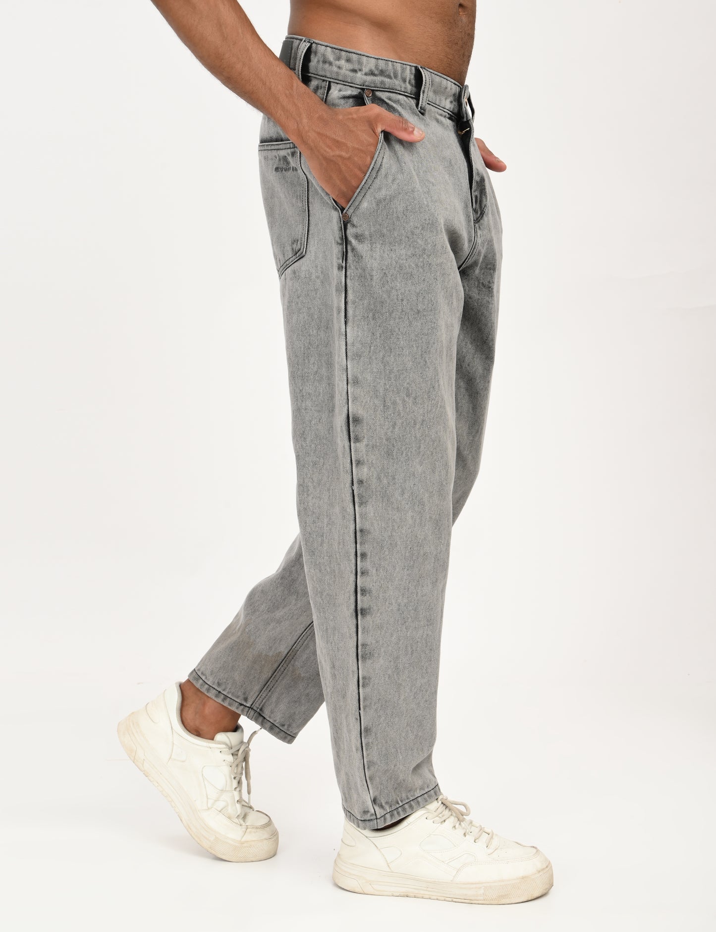 Grey- Premium Loose Fit Denim Jeans