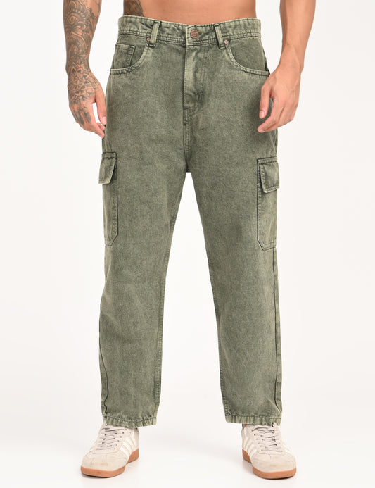 Stale Blue - Premium Tapered Fit Cargo Jeans