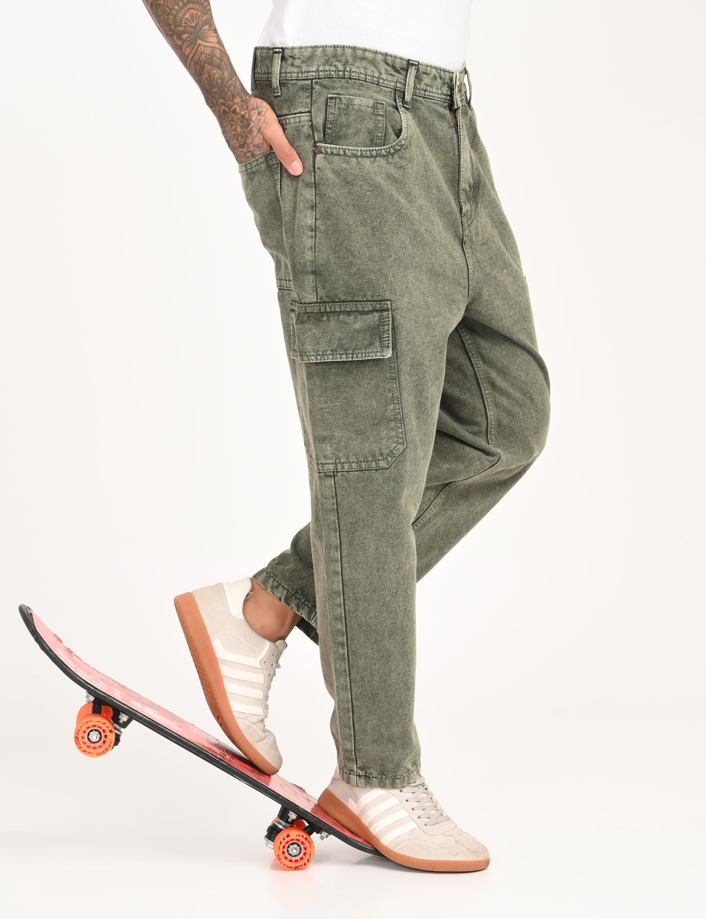Stale Blue - Premium Tapered Fit Cargo Jeans