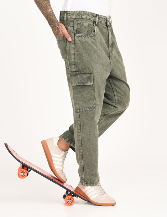 Stale Blue - Premium Tapered Fit Cargo Jeans