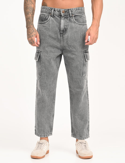 Stone Fade - Premium Tapered Fit Cargo Jeans