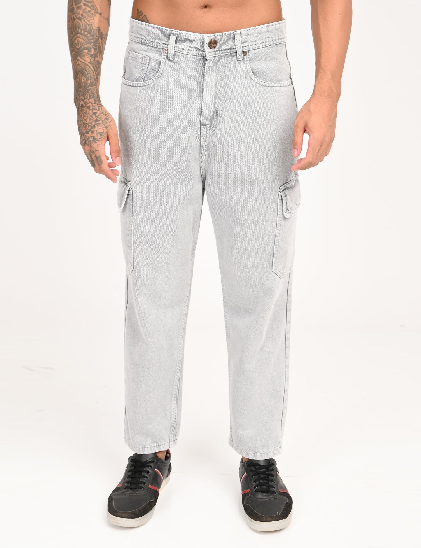 Strom Grey - Premium Tapered Fit Cargo Jeans