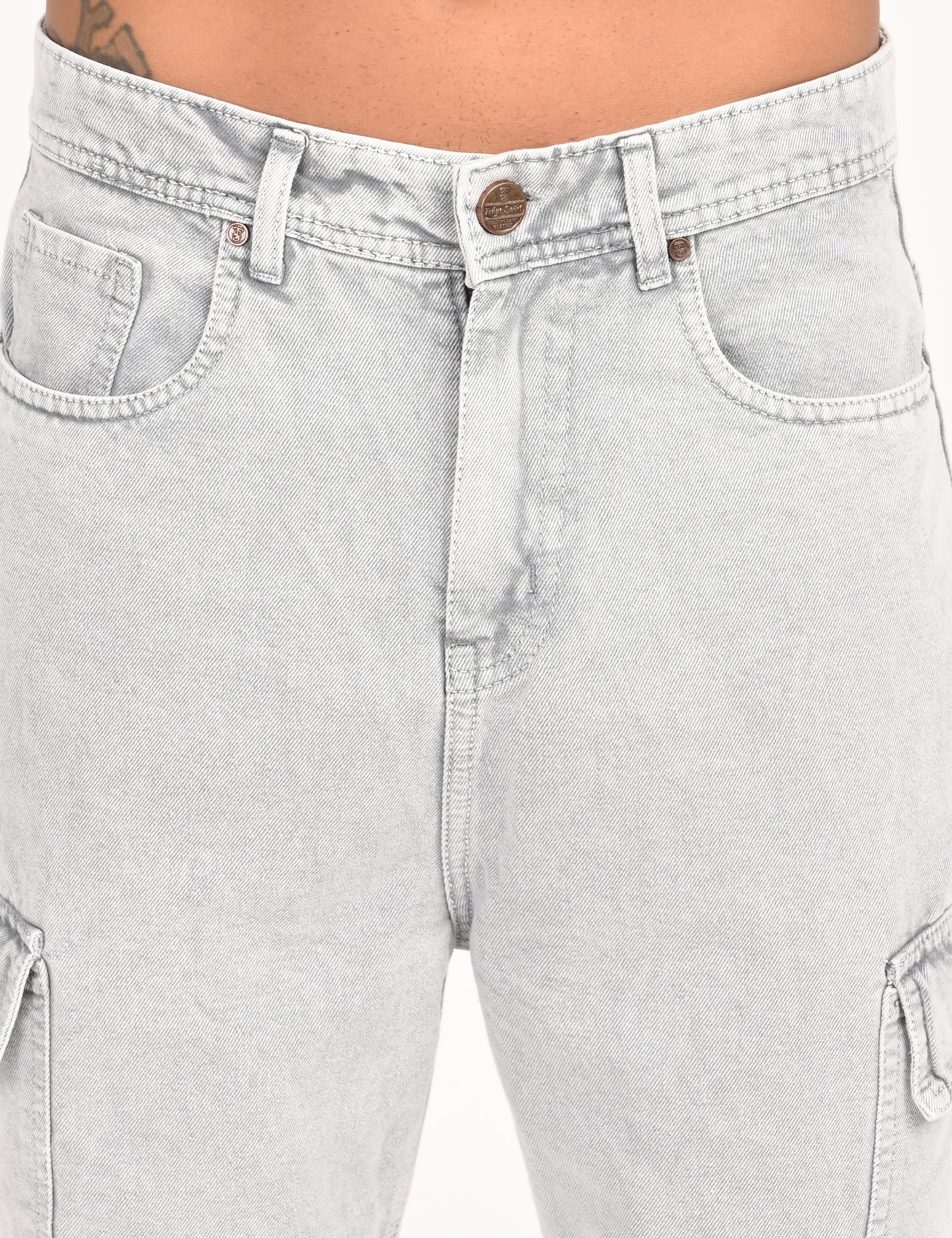 Strom Grey - Premium Tapered Fit Cargo Jeans