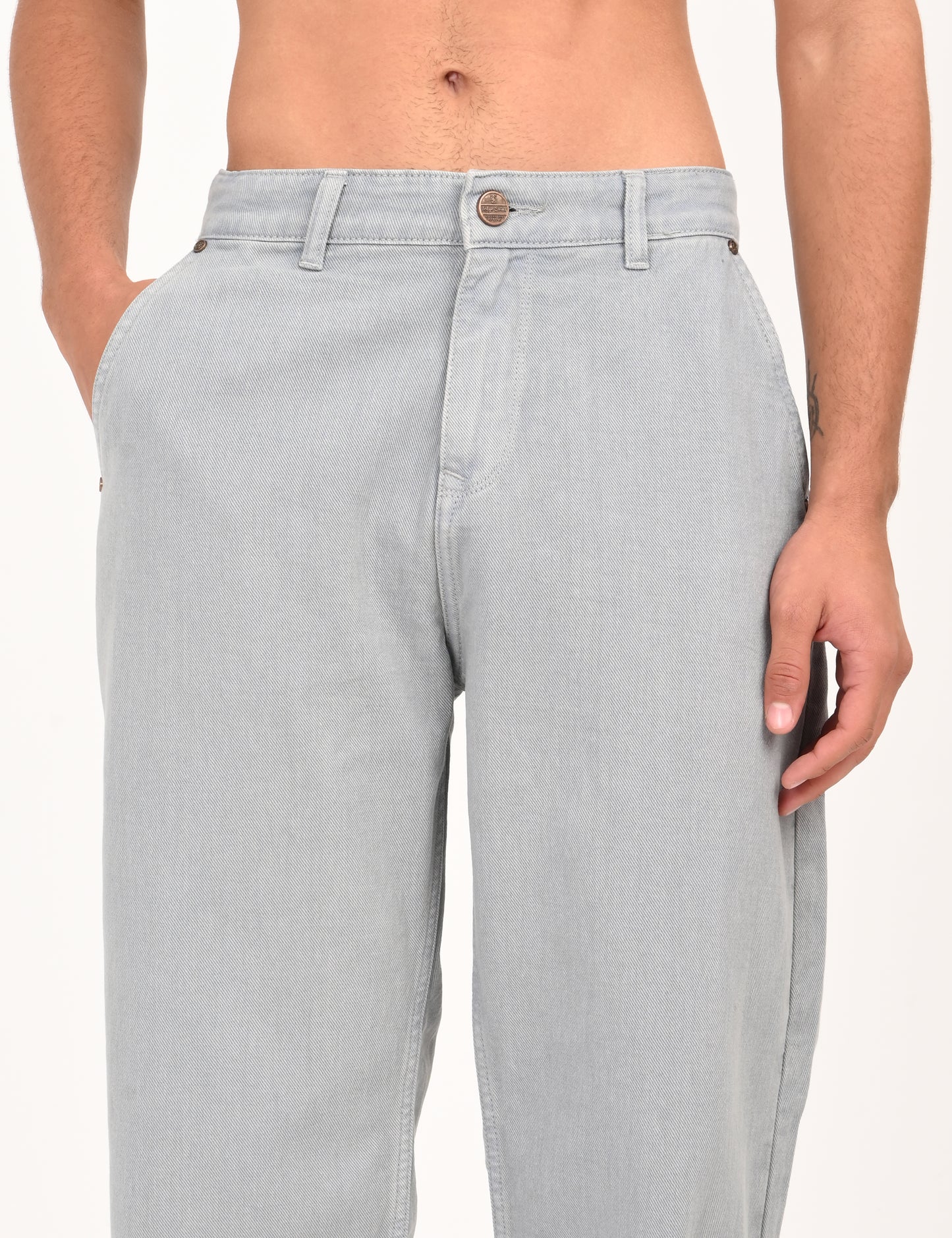 Light Grey Colored Loose Fit Denim Jeans