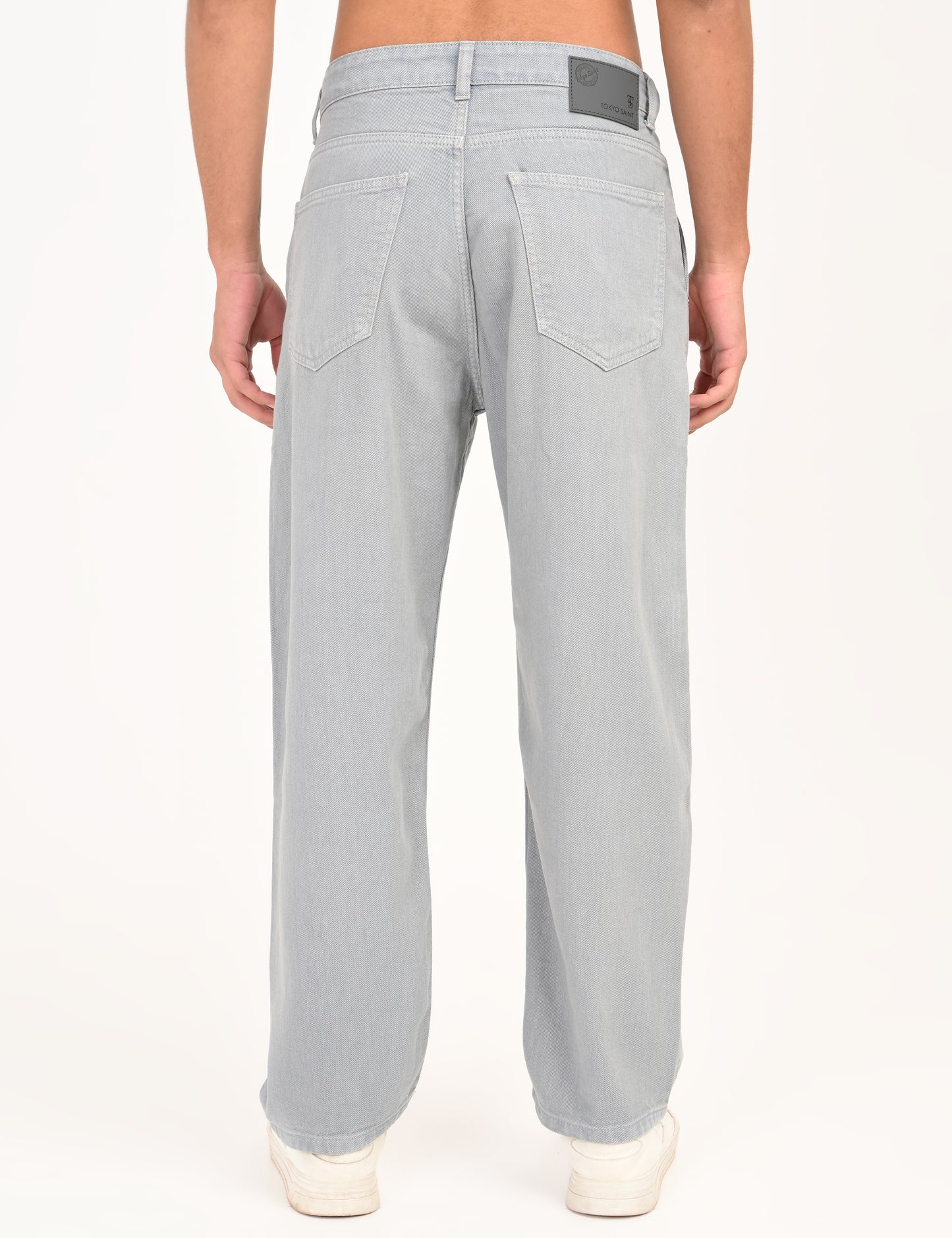 Light Grey Colored Loose Fit Denim Jeans