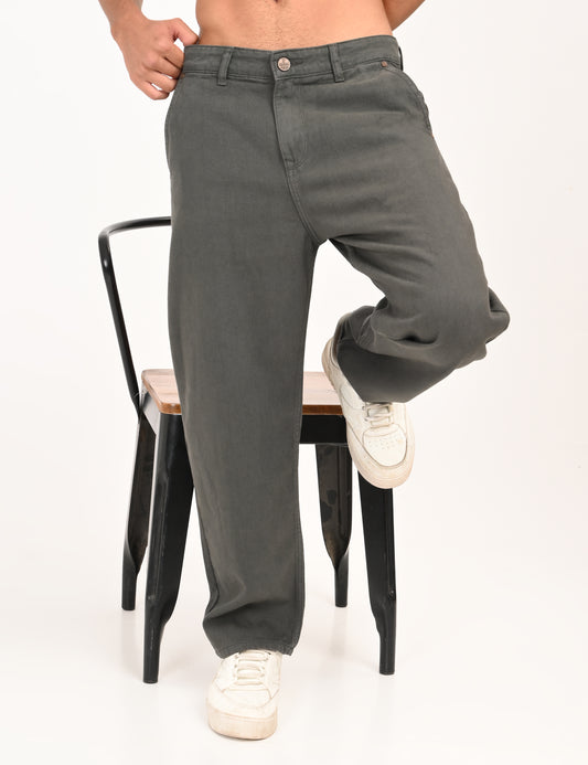Mid Grey Colored Loose Fit Denim Jeans