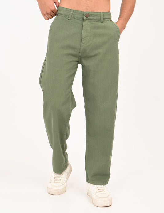 Pistachio Colored Loose Fit Denim Jeans