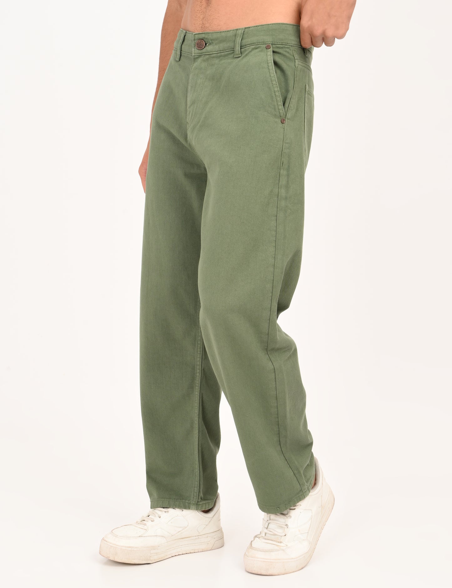 Pistachio Colored Loose Fit Denim Jeans