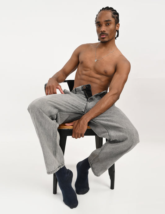 Grey- Premium Loose Fit Denim Jeans
