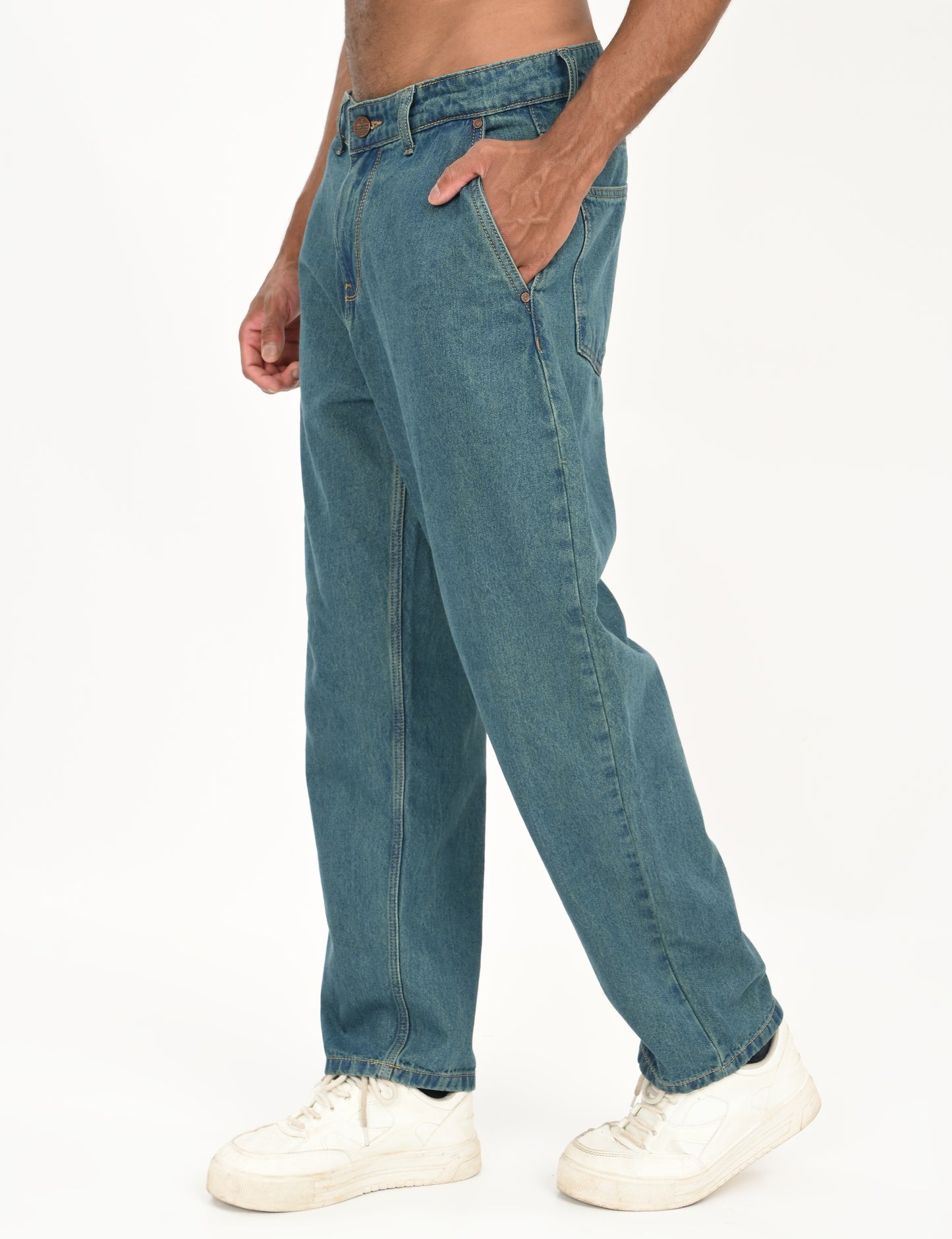 Mid Blue- Premium Loose Fit Denim Jeans
