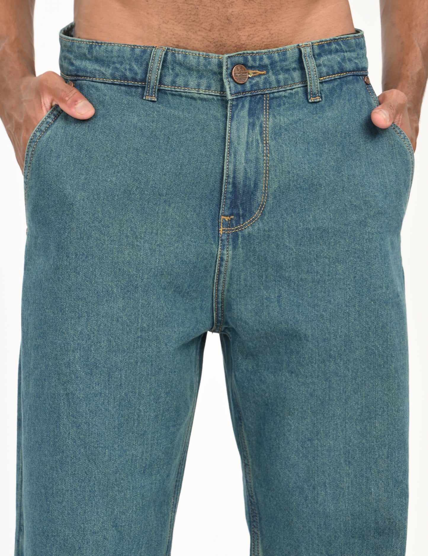 Mid Blue- Premium Loose Fit Denim Jeans
