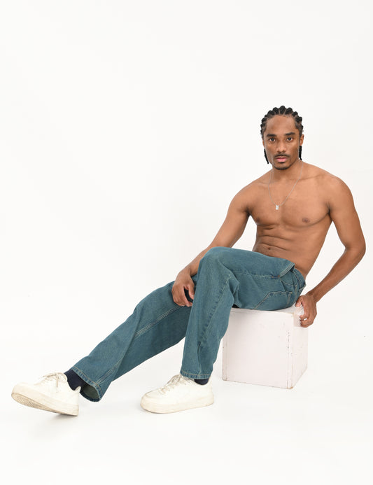 Mid Blue- Premium Loose Fit Denim Jeans